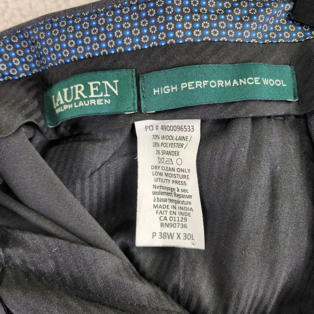 Lauren Ralph Lauren High Performance‎ Wool Pleated Pants Mens 38x30 Grey Cuffed